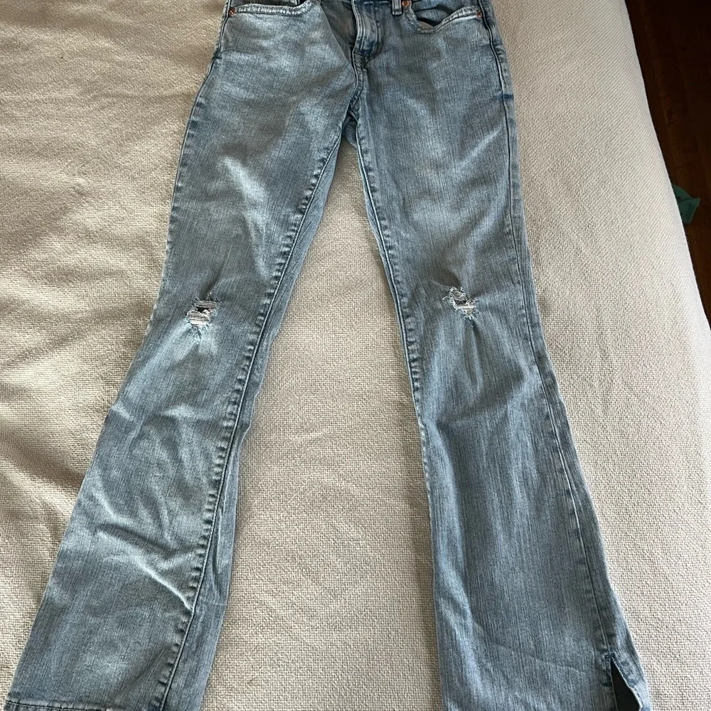 Gap girls 12 Blue Distressed Flared Jeans